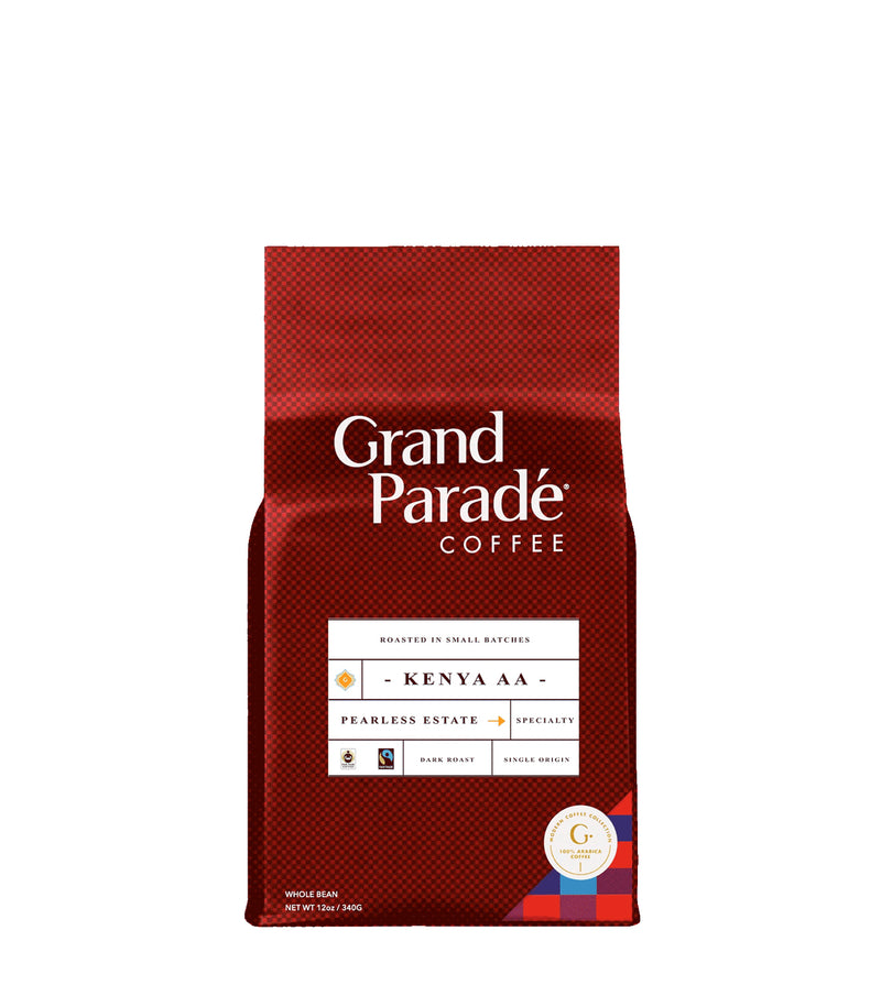Kenya Coffee AA, Fair Trade, bold dark roast coffee with lively orange citrus notes and fresh berry flavors.
