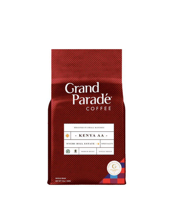 Kenya AA medium roast whole bean coffee with flavors of plum accented, pomegranate and a rich berry jam mouthfeel.